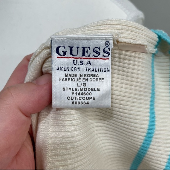 Vintage Guess Sweater Vest Cream Y2K Preppy Academia Size Small - Picture 5 of 7